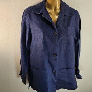 Ralph Lauren Navy Blue Linen Unlined Jacket Dorchester Style Ink Blue size P/P